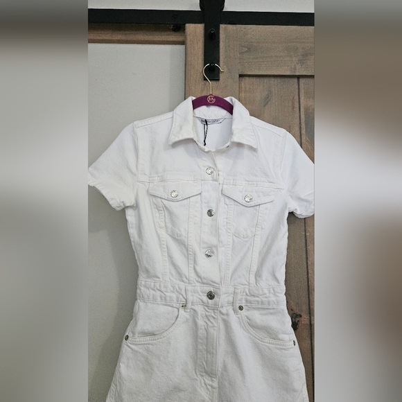 ZARA White Denim Playsuit Junpsuit Shorts. Size XS NWT - Picture 4 of 14